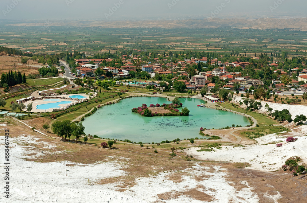 Fototapeta premium Pamukkale Village view from hill in Denizli Province in Turkey