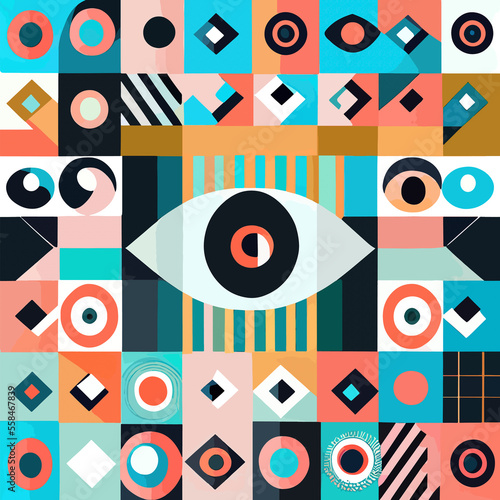 Bauhaus eye pattern geometry background