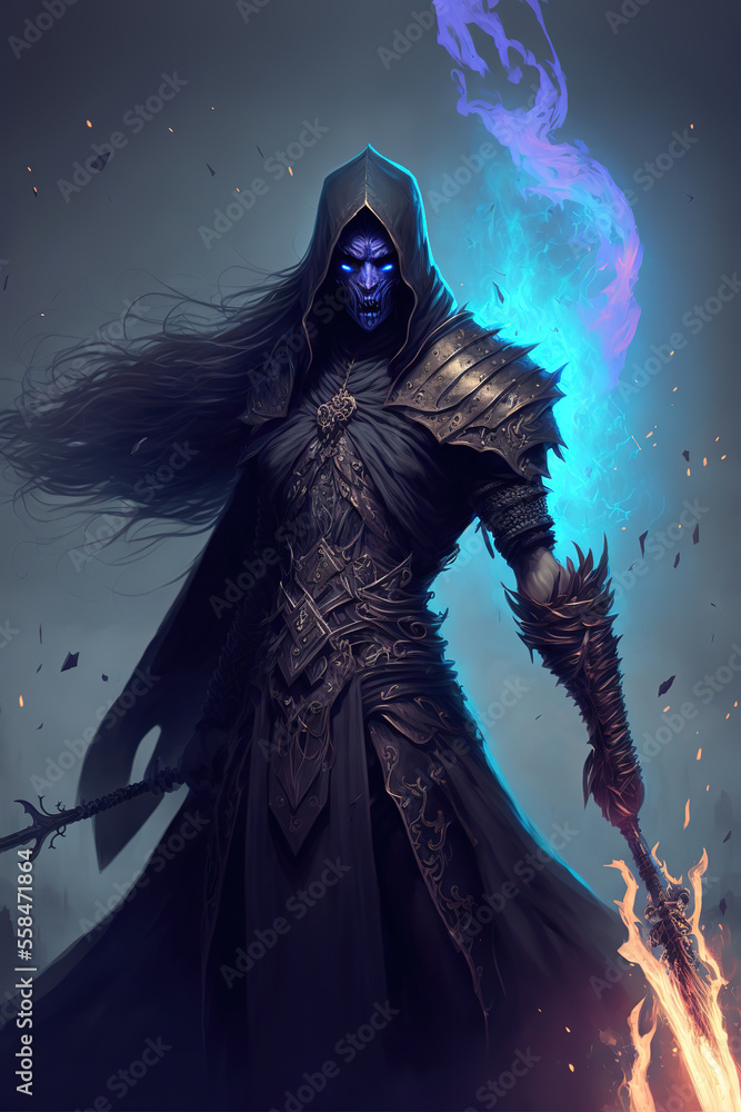 Obraz premium Magic warrior, dark fantasy, full body concept, game character, art illustration 