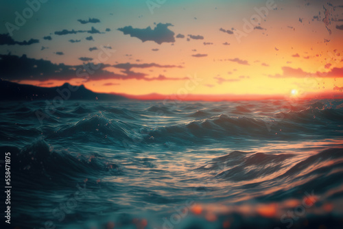 ocean and sunrise   sea background  illustration