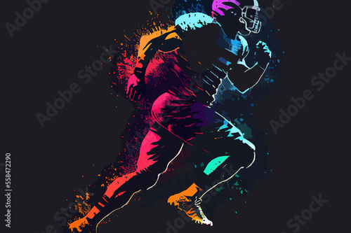 colorful silhouette of a football player