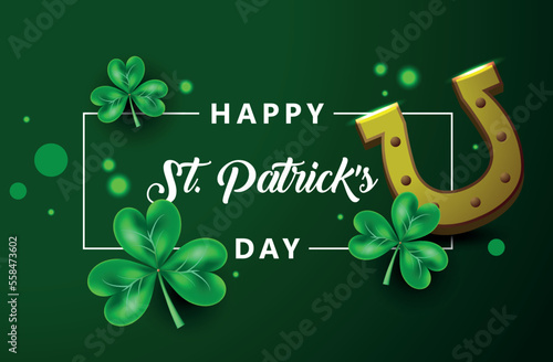St. Patrick's Day green clover vector background. Irish holiday celebration