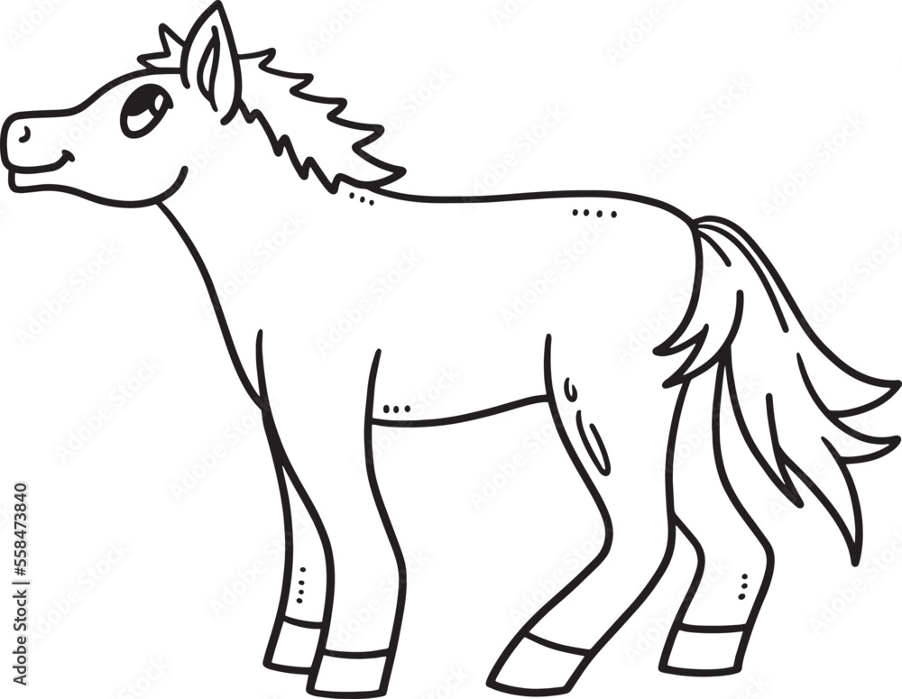 Baby Horse Isolated Coloring Page for Kids Stock Vector | Adobe Stock