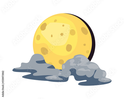 flat gibbous moon vector