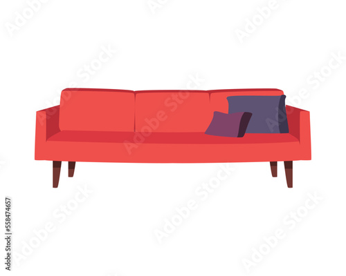 flat red sofa design