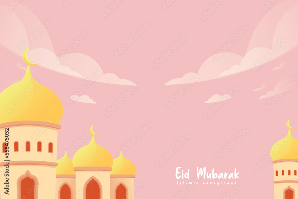 Islamic ramadan greeting background with lantern and mousque