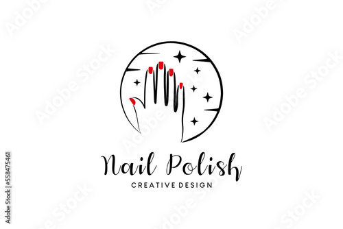 Nail polish logo design, nail care salon logo vector illustration