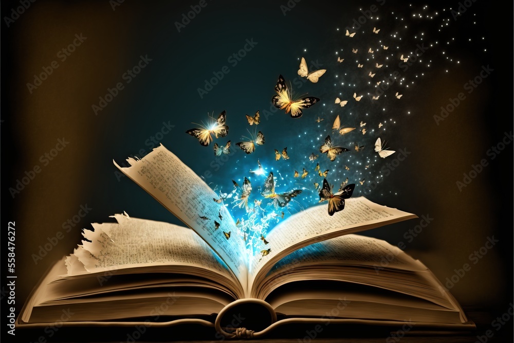 Ilustração do Stock: an open book with butterflies flying out of it on ...