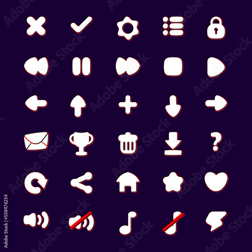 Game asset UI design cartoon element with elegant and colorful