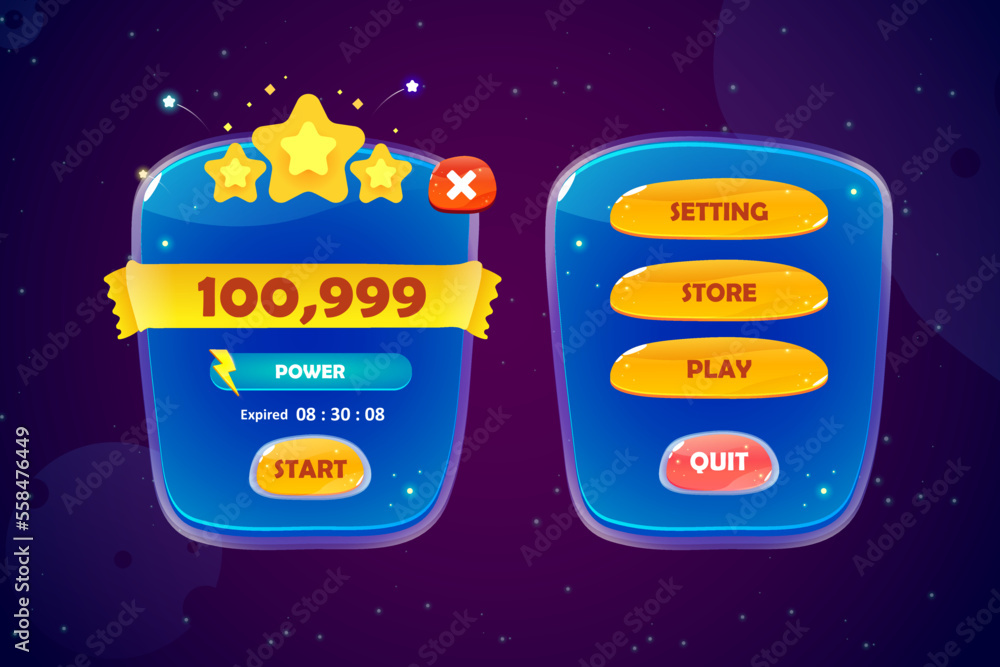 Game asset UI design cartoon element with elegant and colorful Game asset UI design cartoon element with elegant and colorful