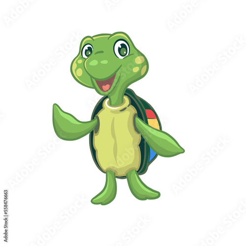 Cute turtle character, vector hand drawn illustration 