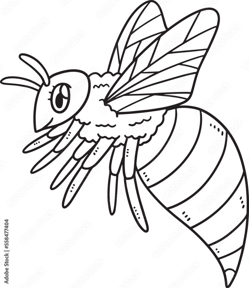 Queen Bee Isolated Coloring Page for Kids Stock Vector | Adobe Stock