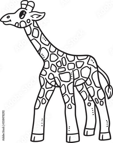 Baby Giraffe Isolated Coloring Page for Kids