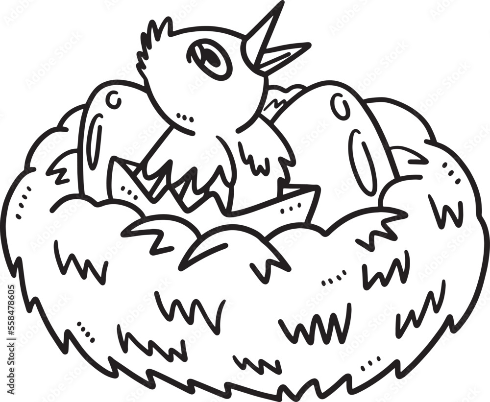 Baby Bird Isolated Coloring Page for Kids Stock Vector | Adobe Stock
