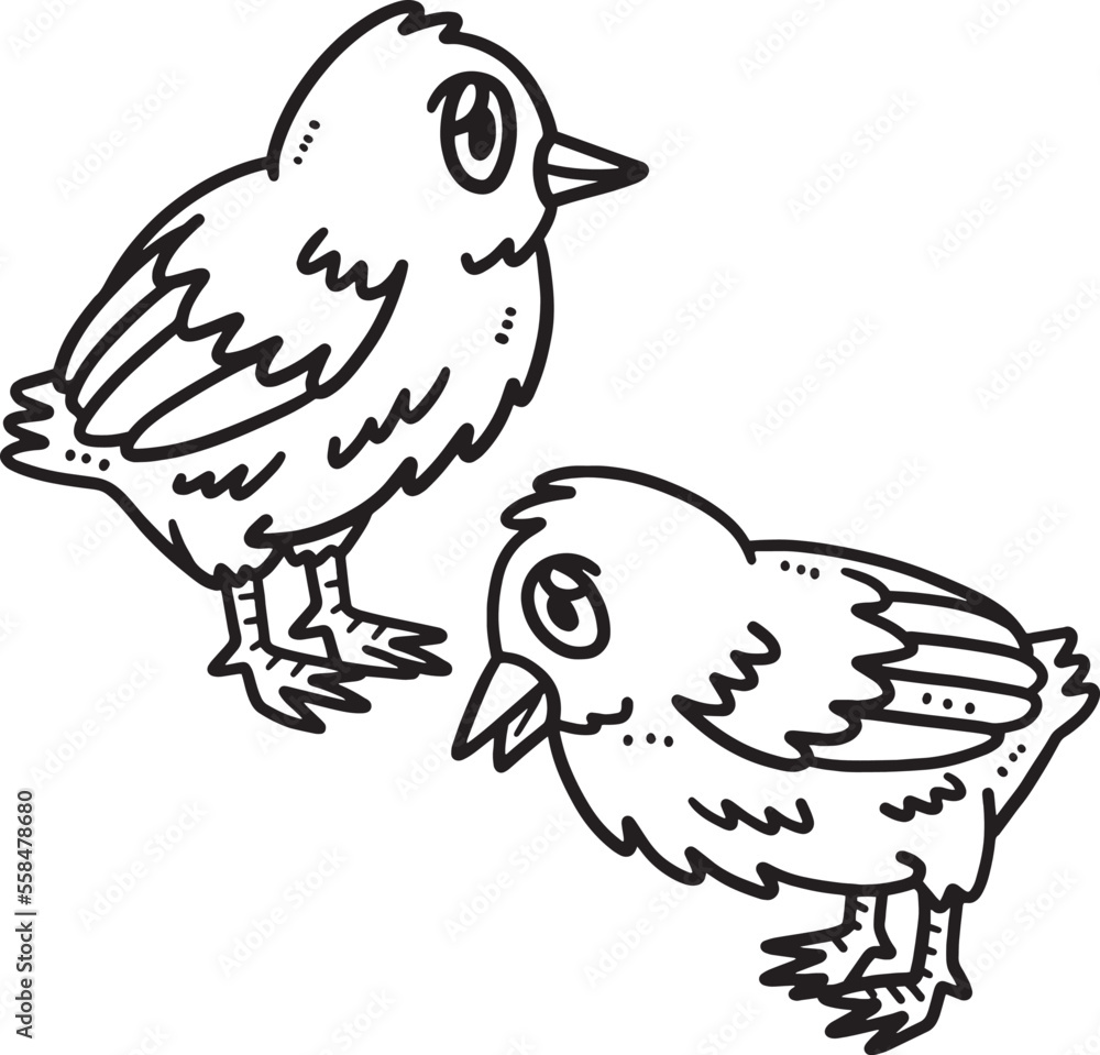 Baby Chicken Isolated Coloring Page for Kids Stock Vector | Adobe Stock