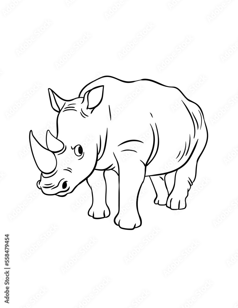 Rhinoceros Isolated Coloring Page for Kids