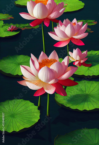 Beautiful lotus flowers illustration