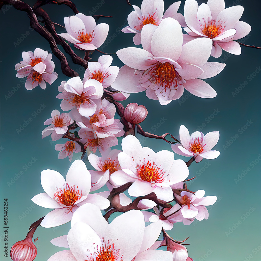 Beautiful sakura flowers illustration.