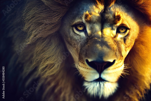 Portrait of a Lion  king face close-up