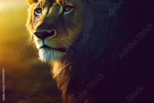 Portrait of a Lion, king face close-up © Fernando