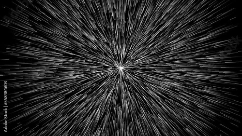 Endless cosmic inversive tunnula. Hypertransition in space. Space flight. Forward to the future or past. Abstract fantastic background. Monochrome on black background with Alpha channel 3D render
