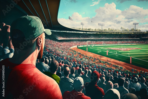 Sports stadium with a huge crowd of fans. 