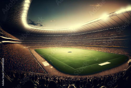 Sports stadium with a huge crowd of fans. 