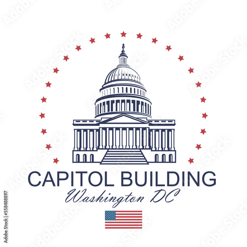 Wallpaper Mural United States Capitol building isolated on white backgrpound Torontodigital.ca