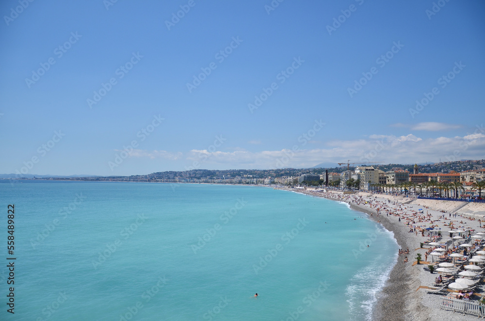 Panoramic view of the waterfront of the city of Nice