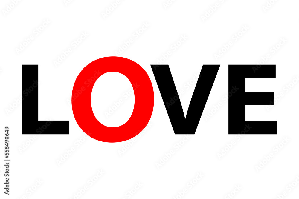 Love text design for Valentine's day. Vector illustration isolated on white background. Love text design for Valentine's day. Vector illustration isolated on white background.