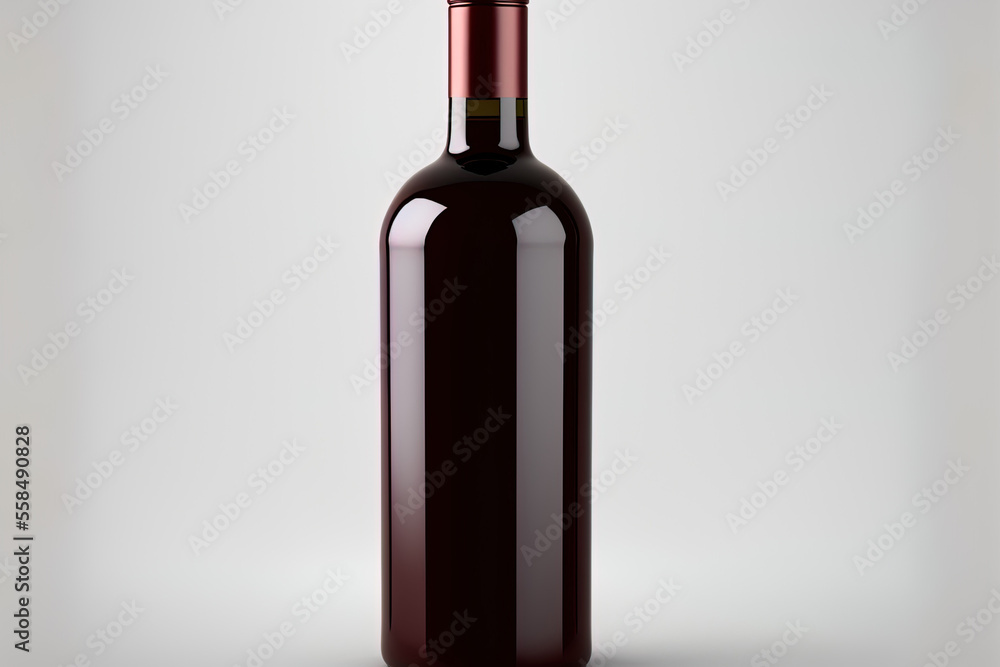Blank red wine bottle in front view, isolated on a white background. Generative AI Blank red wine bottle in front view, isolated on a white background. Generative AI