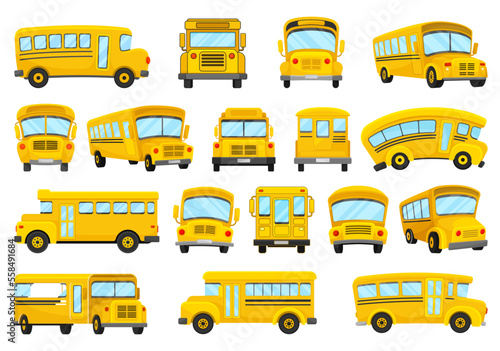 Photo Set of yellow school buses