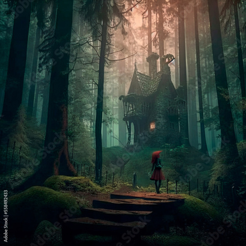 A girl in a big forest. High quality illustration © NeuroSky