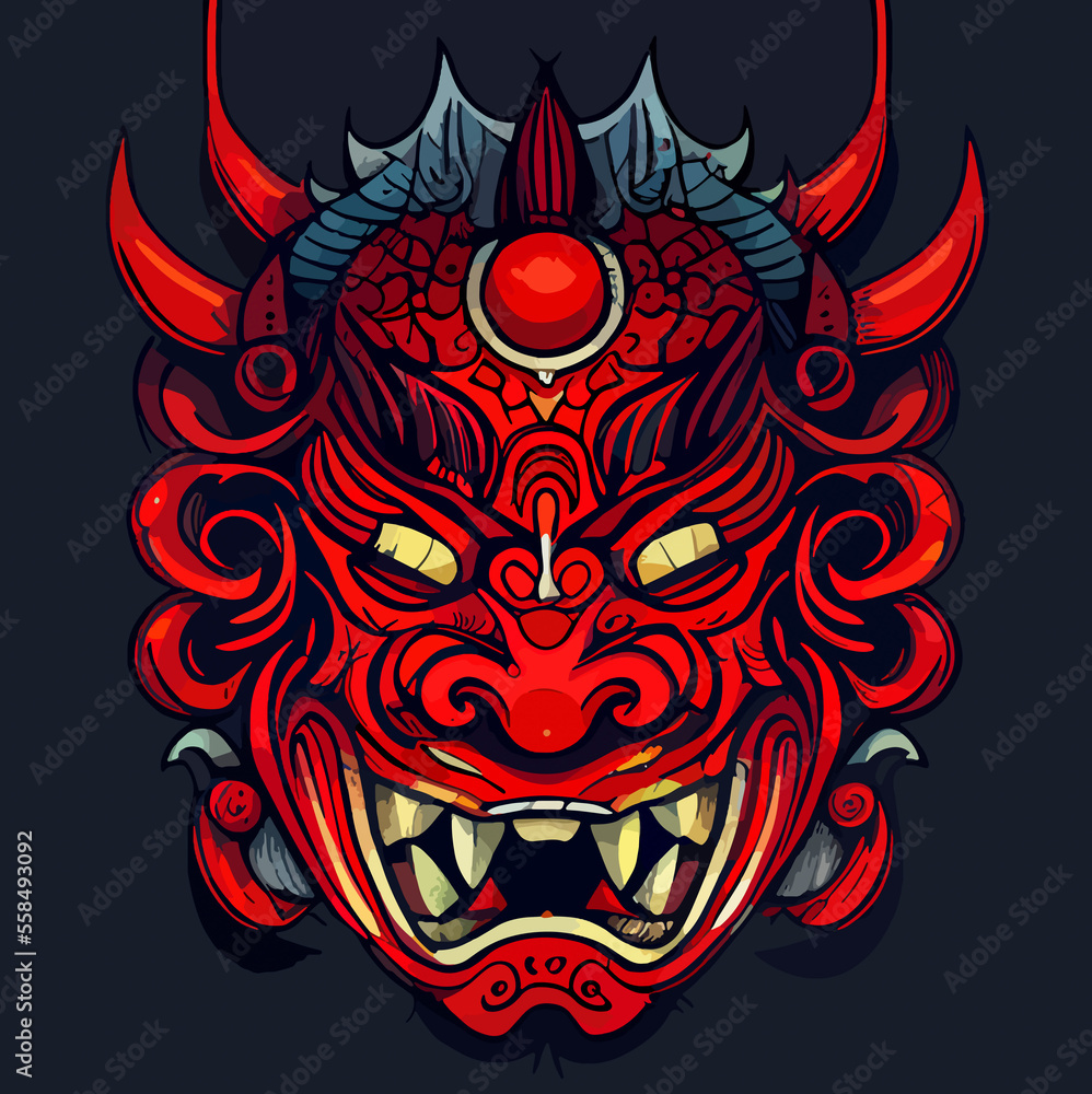 Vector illustration of a chinese demon mask Vector illustration of a chinese demon mask