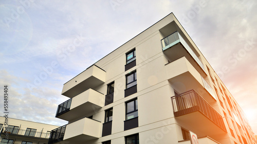 Apartments in residential complex. Housing structure at modern house.  Architecture for property investment. and architecture details. Urban abstract - windows of apartment building.