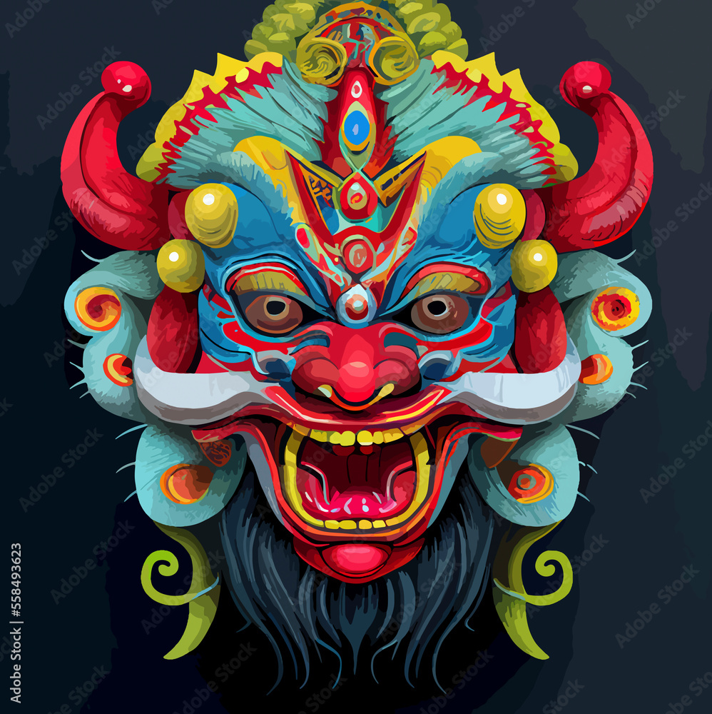 Vector illustration of a chinese dragon mask. Vector illustration of a chinese dragon mask.