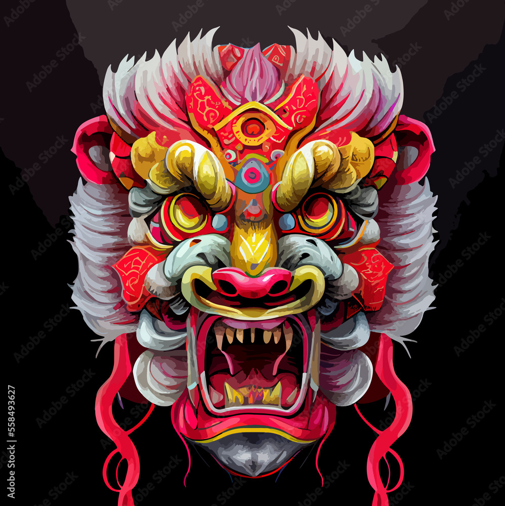 Vector illustration of a chinese dragon mask. Stock Illustration ...