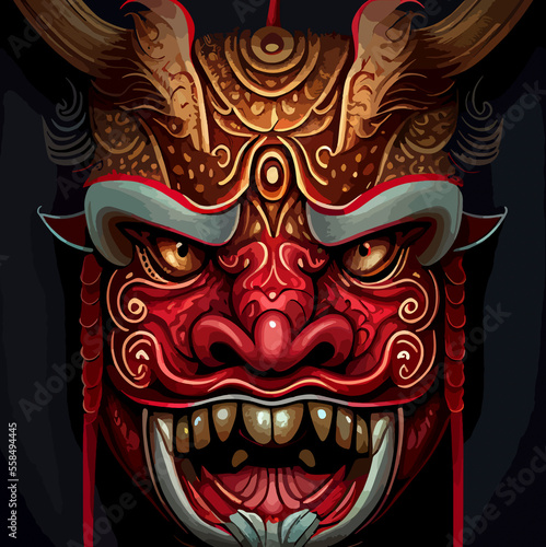 Vector illustration of a chinese demon mask