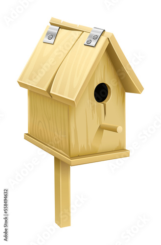 Wooden starling-house - home for birds, wooden house. PNG