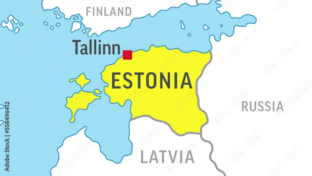 Estonia Map. Zoom on World Map. 4k Video Footage. Motion Graphics Estonia Map. Zoom on World Map. 4k Video Footage. Motion Graphics