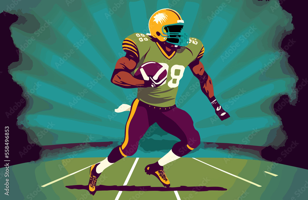 illustration of American footbal player