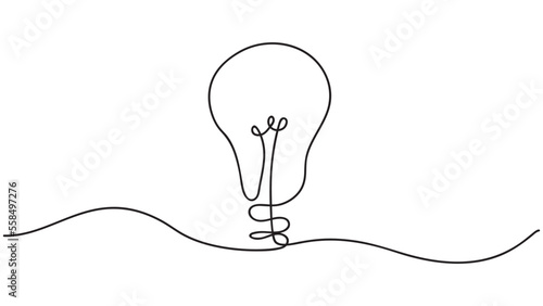 Continuous line drawing. Electic light bulb.Vector illustration photo