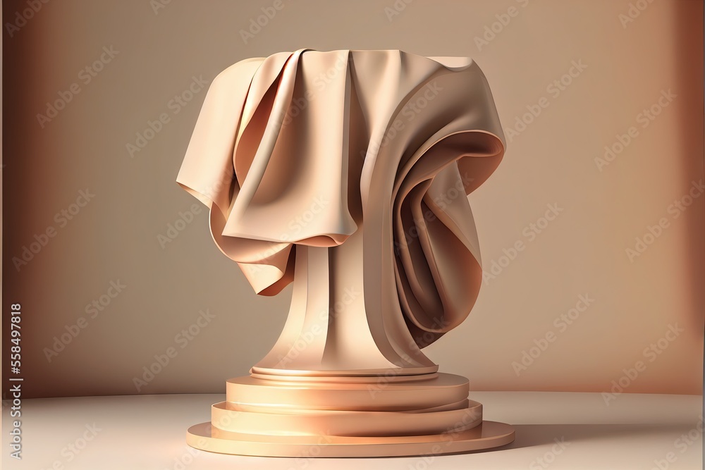 3D podium with fabric. AI generated art illustration.
3D podium with fabric. AI generated art illustration.