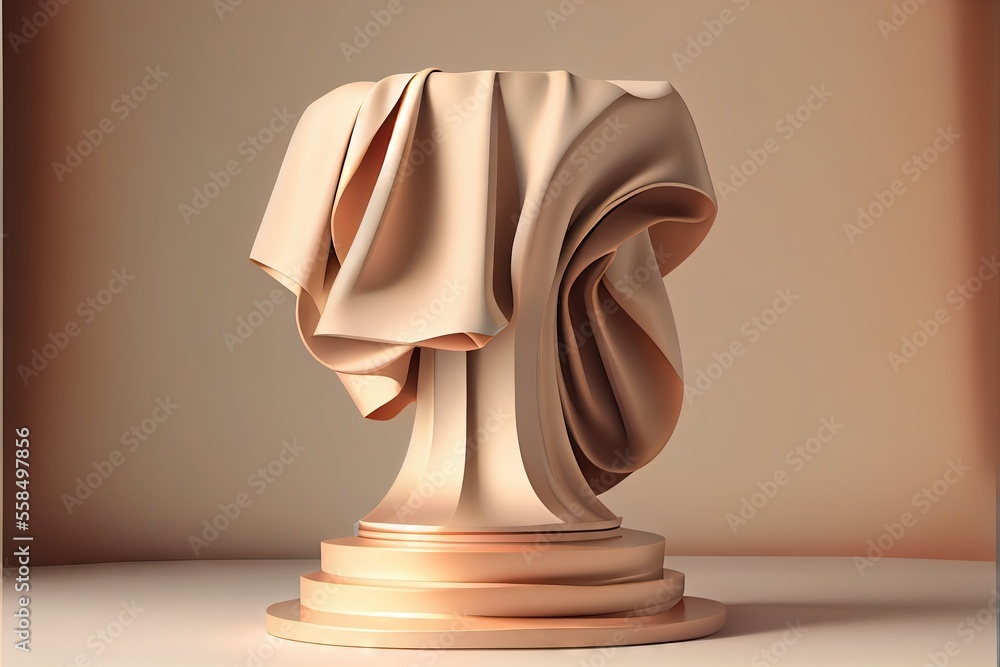 3D podium with fabric. AI generated art illustration.
3D podium with fabric. AI generated art illustration.