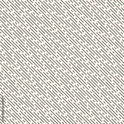 Diagonal line seamless pattern. Simple vector texture with thin inclined lines, stripes. Black and white abstract geometric background. Minimal monochrome repeat design for decor, print, wallpaper