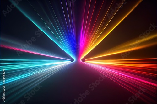 Abstract background of neon lines. AI generated art illustration. 