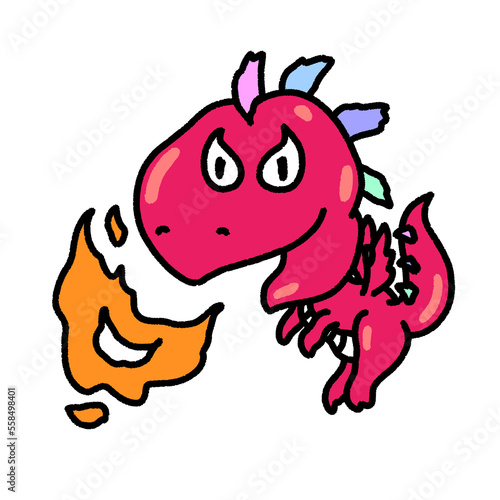 red dragon with fire, character design, cute cartoon isolated , graphic design for presentation, marketing, art, illustration, t-shirt design, cartoon, comic, advertising, online media