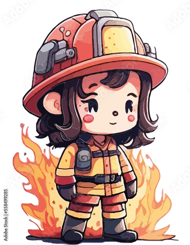 Fuerwehrmann, Feuerwehrmann, Kawaii, cute, fire, red, firefighters, brandwache, uniform, held, retter, brand, kinder, kinderbuch, illustration, childrens book, 112, notfall, unfall, hilfe, sos, on fir