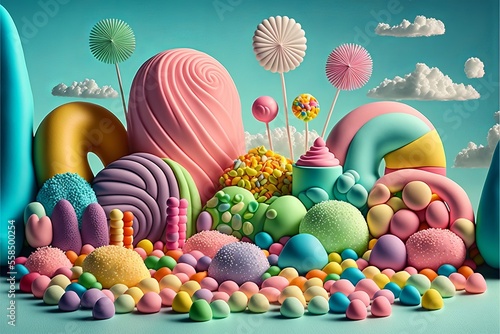 Delicious Candy Land. Generative AI  © Pixelkingdom