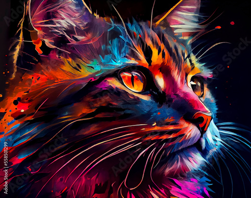 Colorful painting of a cat